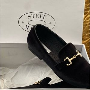 Steve Madden Black Loafers with Gold Accents